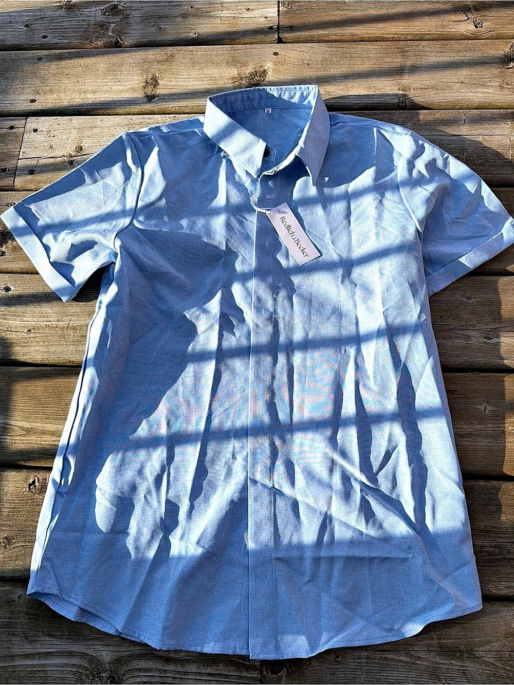 Redlich & Becker Men's Light Blue Short Sleeve Button Up Shirt M with tag